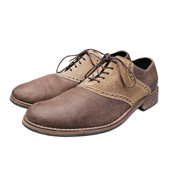 Two Tone Oxford Cole Haan Williams Size 9 Brown Leather Tan Suede Men's Dress - Picture 4 of 14